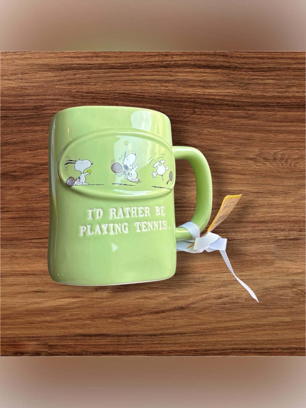 NEW Rae Dunn Snoopy Tennis Ceramic Peanuts Mug I'd Rather Be Playing Tennis